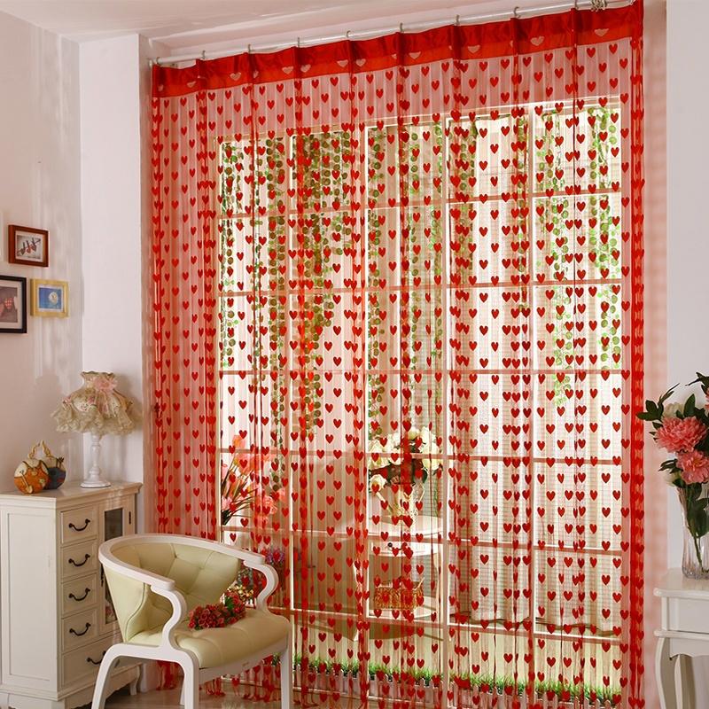 Cute Heart Line Tassel String Door Curtain Window Room Curtain Valance Modern Living Room - Multicolor