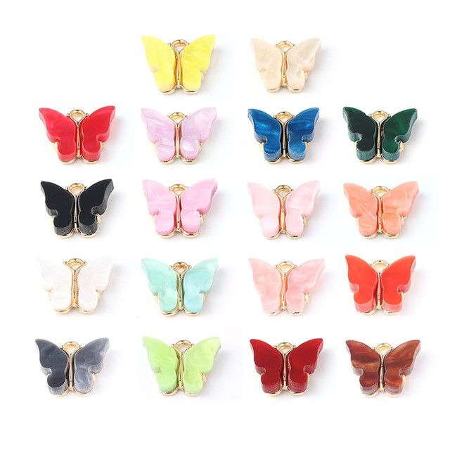 Butterfly Charms For Jewelry Making HOTTEST SALE 10pcs/lot High Quality Acrylic Butterfly Charms For Jewelry Making Bracelet Making Charms DIY Animal Pendant Handmade Jewelry For Necklace Bracelet By SAMS