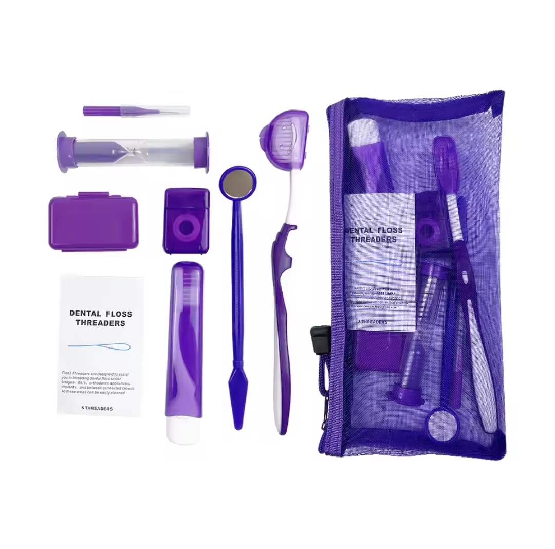 Braces Cleaning Kit for Teeth, Portable Orthodontic Hygiene Kit, Oral Care Dental Travel Kit, Interdental Brush Dental Wax Dental Floss Toothbrush.