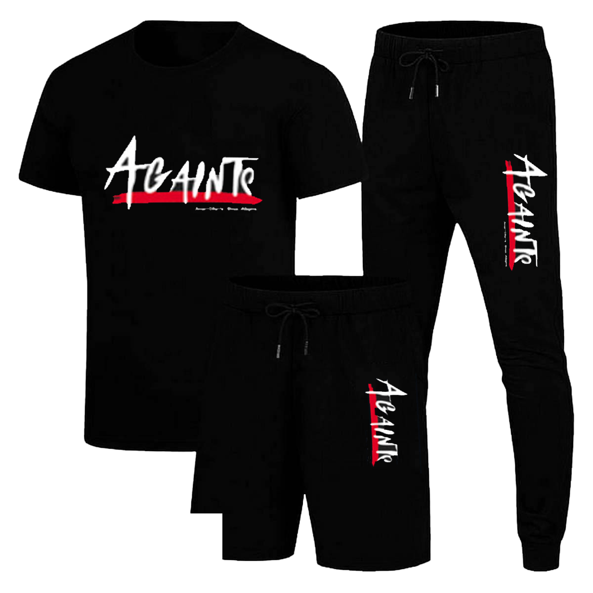 Pack Of 3 AGAINTE Printed Summer Tracksuit Round Neck Half Sleeves T Shirts Top Quality Trouser And Short For Men Boys