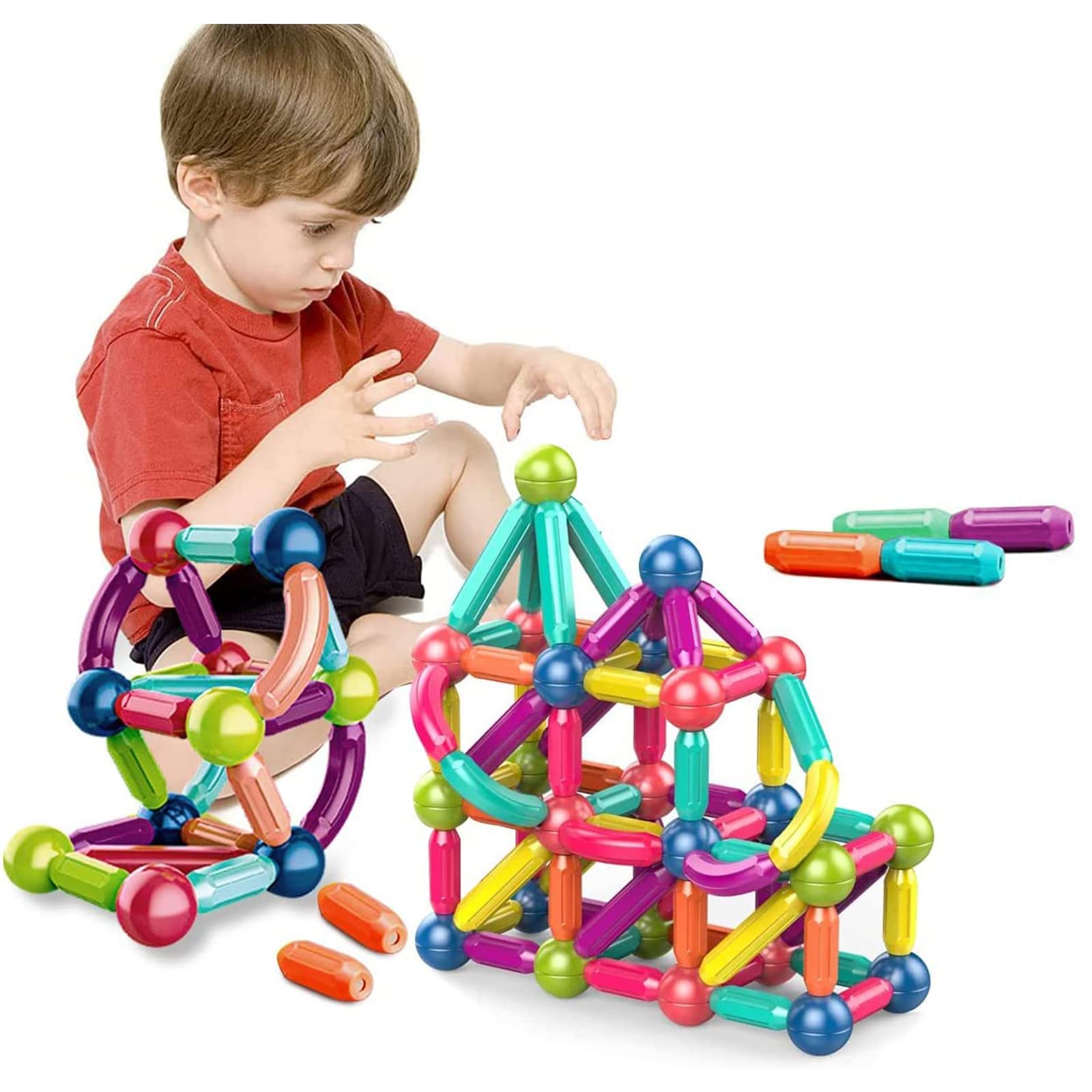 Magnetic 25pcs Building Sticks Blocks Toys,Magnetic Balls and Rods Set,Magnet Educational Toys STEM Toys for Kids,Learning Magnetic Toys for Boys Girls