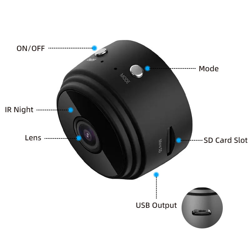 A9 Mini HD 1080P Wireless Security Camera with WiFi – Infrared Night Vision CCTV Camera with Motion Detection, 1200mAh Battery & Easy Installation – Home Security IP Camera