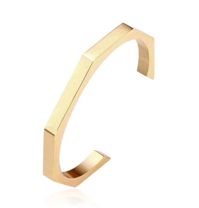 Stainless Steel Hexagon Cuff Bangle - Elegant Hexagon Mens Cuff - Best Gift For men