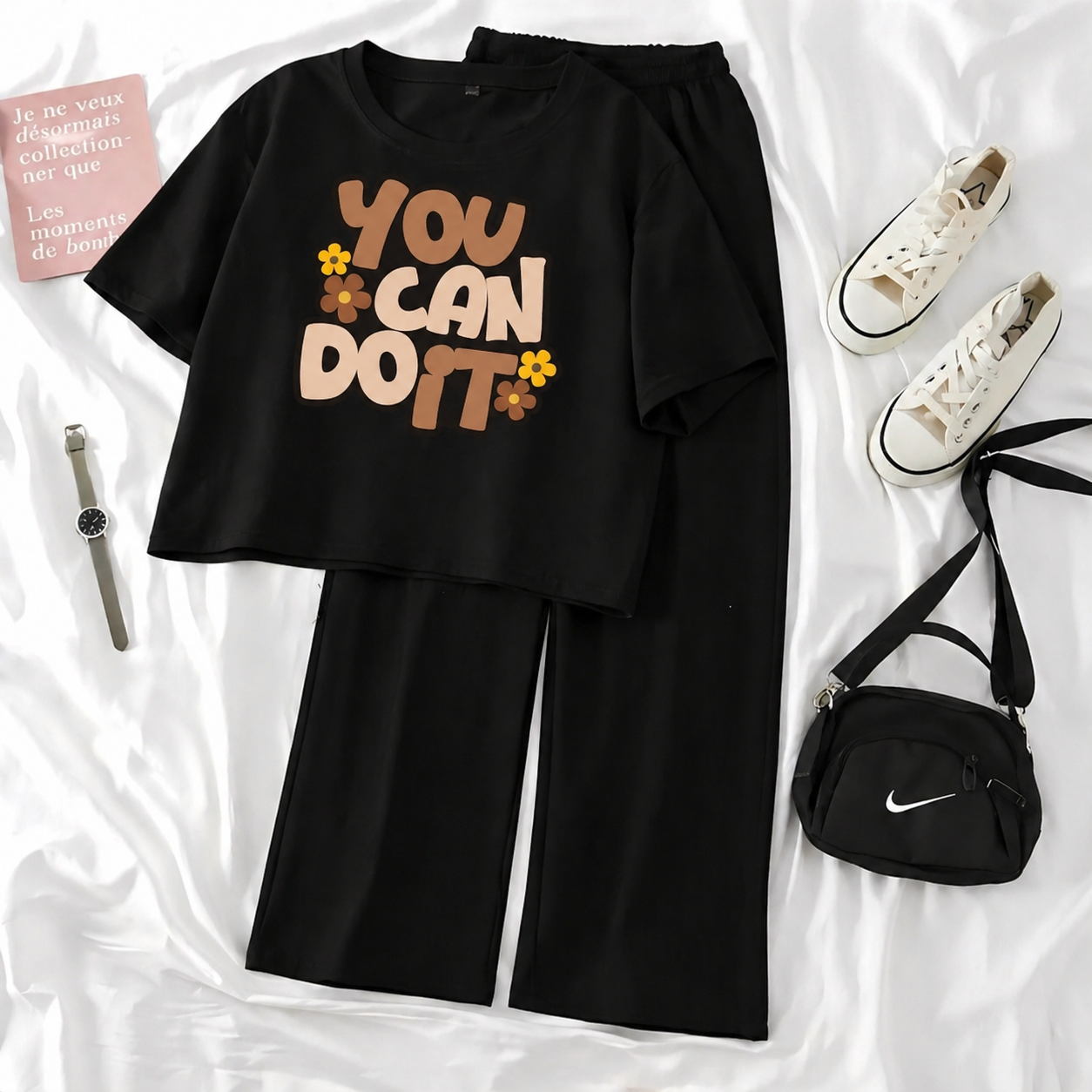Summer Soft & Comfy Crop Top with Flapper Trouser Combo for Women & Girls
