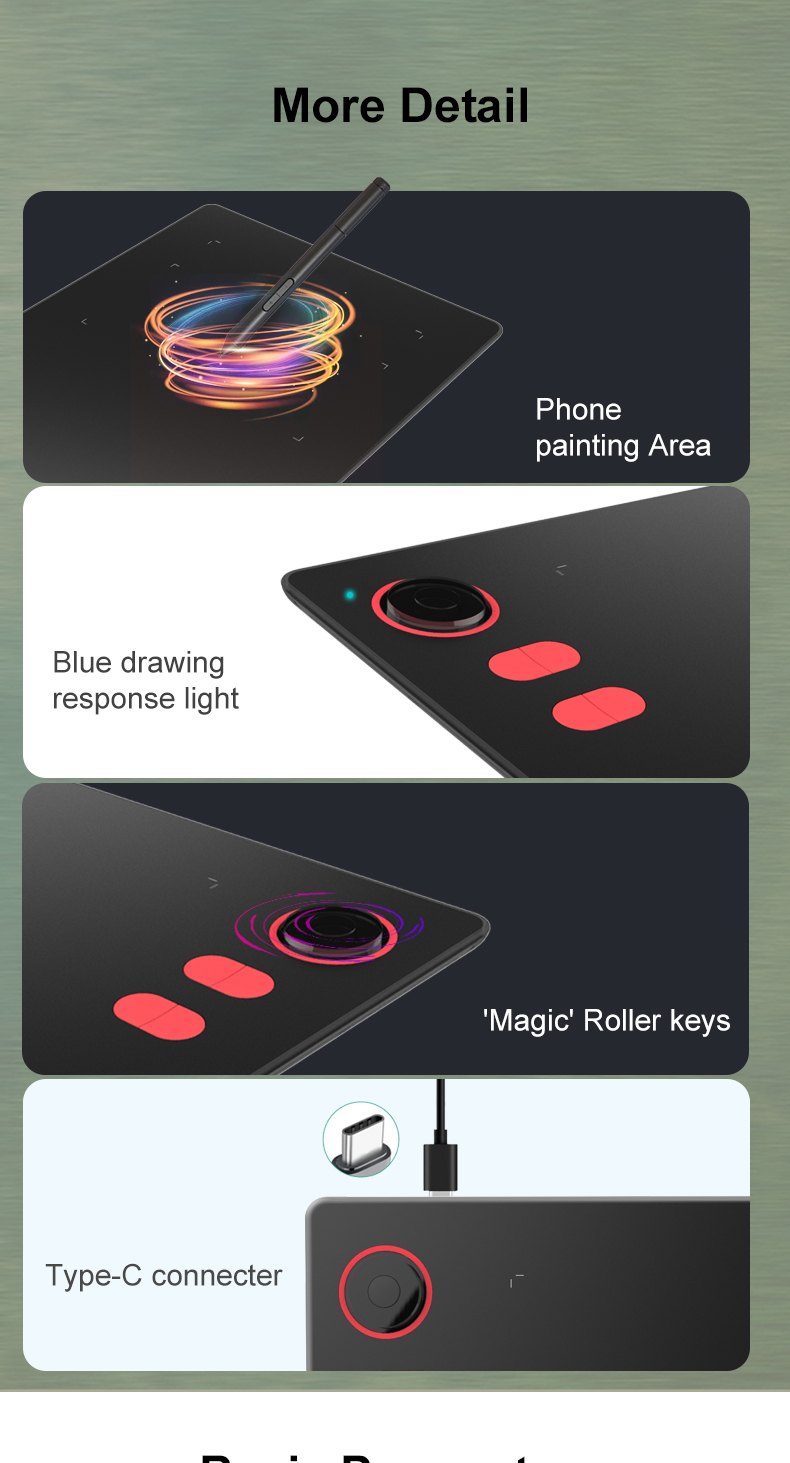 10moons G20 Graphic Drawing Tablet with roller key Large Active