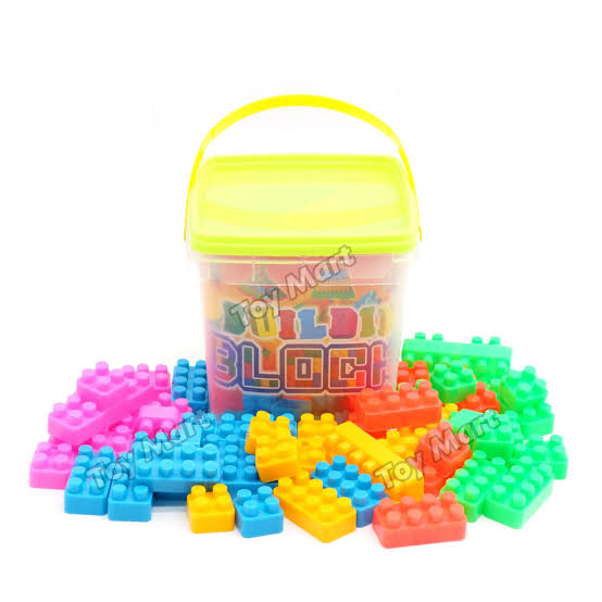 50 pcs of blocks bucket-Educational Building Blocks Toys Set Plastic Square Kids Building Bricks Classic For Kids Boys and Girls - Educational Buildings Block Toy Sets