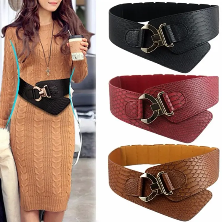 Women Wide Waist Cinch Belt Elasticated Stretchy Faux Leather Waistband  Fashion 