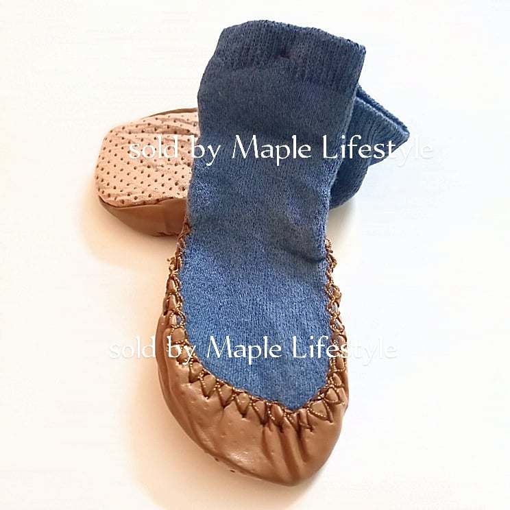 Babies Toddler Infant first Walker Soft Warm leather bottom Carpet/Floor Booties Socks (1 pair) by Maple Lifestyle