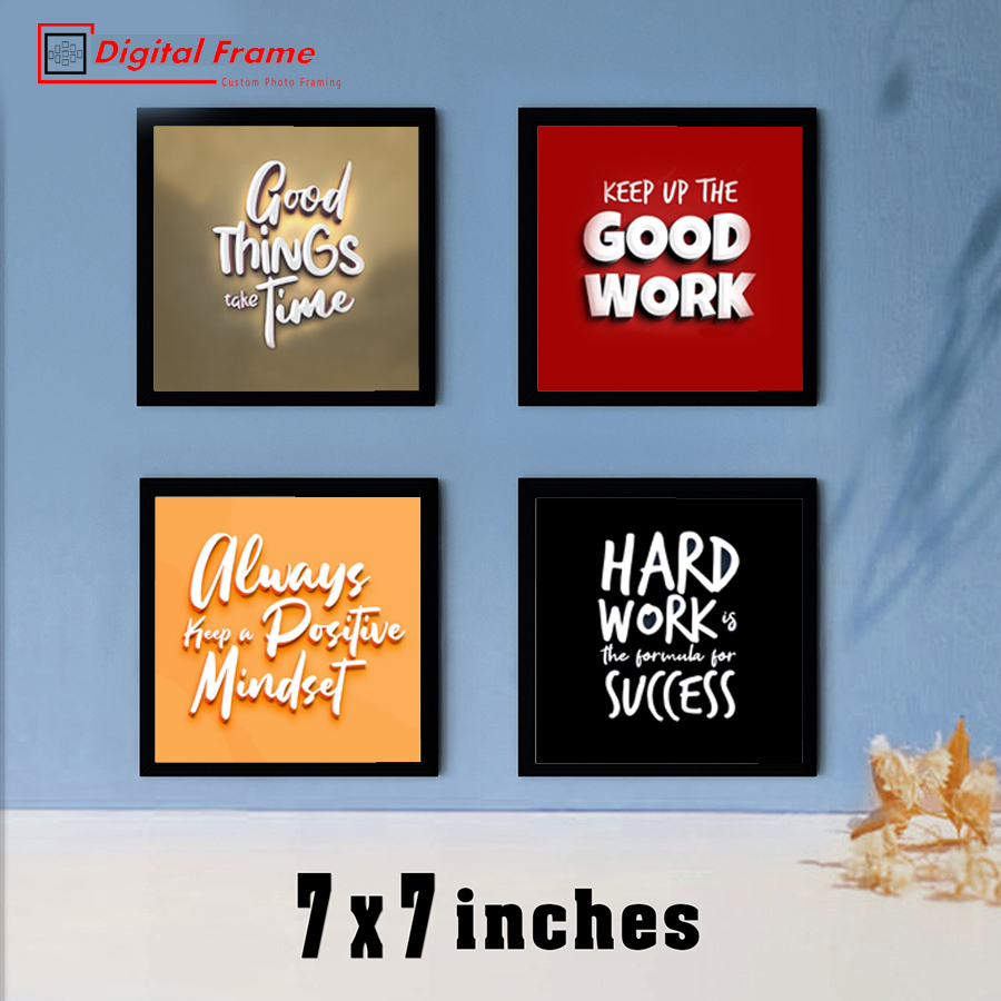 Pack of 4 Inspiration Quote Picture Frames,4 photo frame, Wall Hangings Glass front with Free print Digital frame