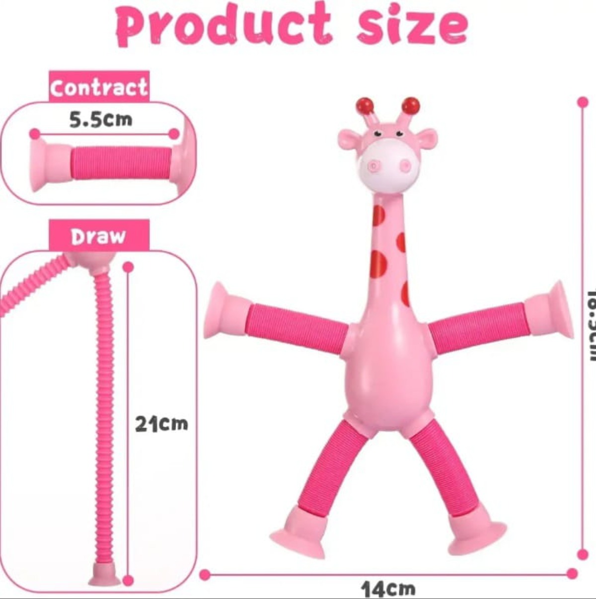 Pop Tubes, Sensory Suction Cup Plastic Toy, Deformable Novelty Telescopic Giraffe Fidget Toys 29 1200-1206