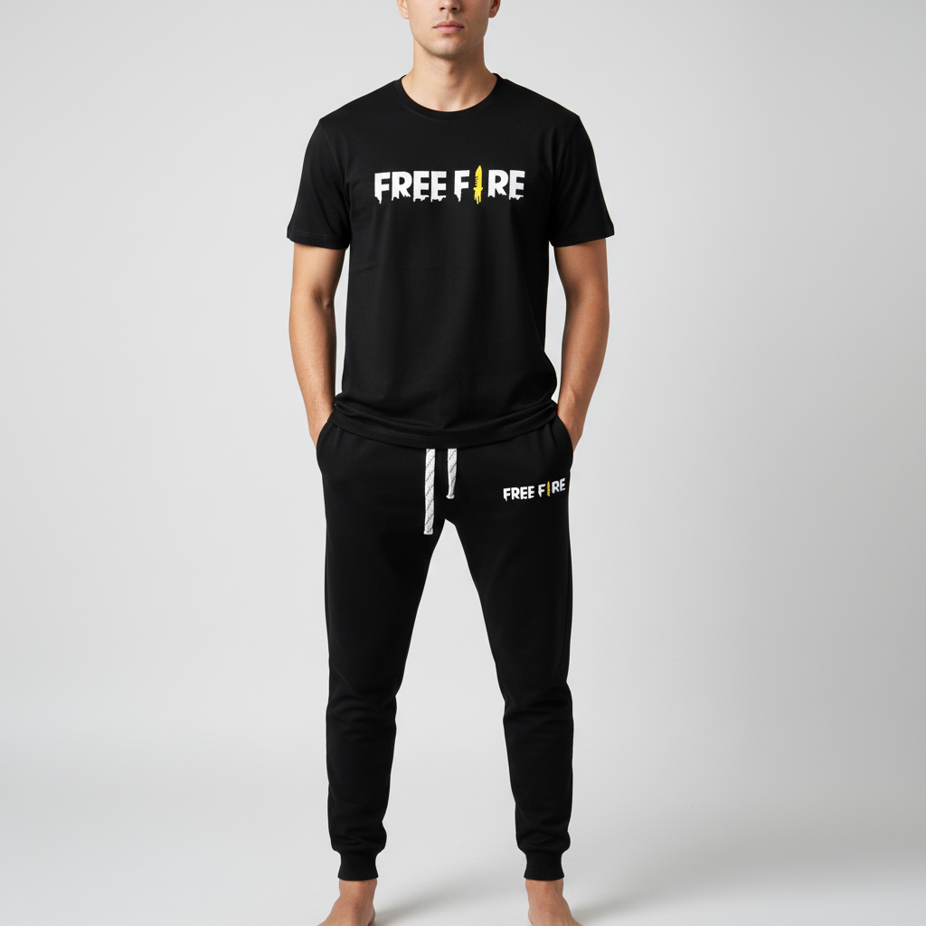 Free fire printed summer tracksuit for men premium quality best article of summer collection