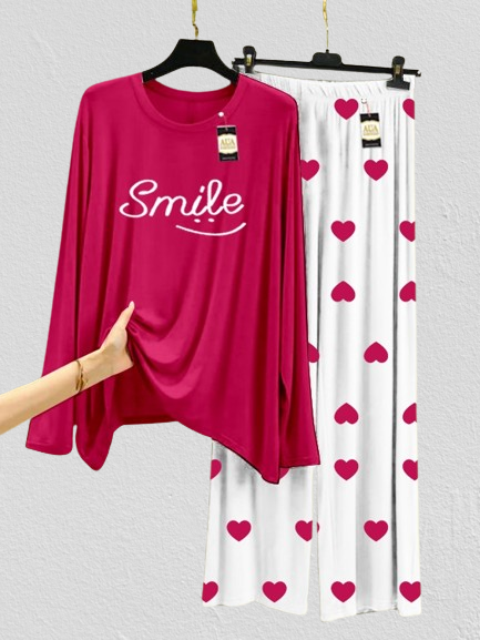 Smile Mini Heart Printed Trouser (001)