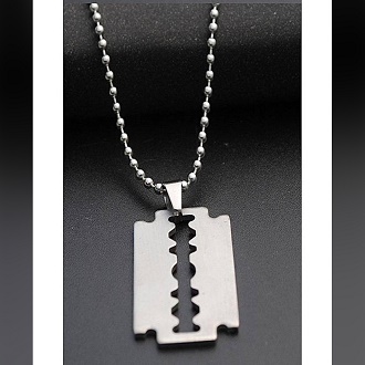 Abdul Marts Silver Alloy Blade Pendant Necklace For Men