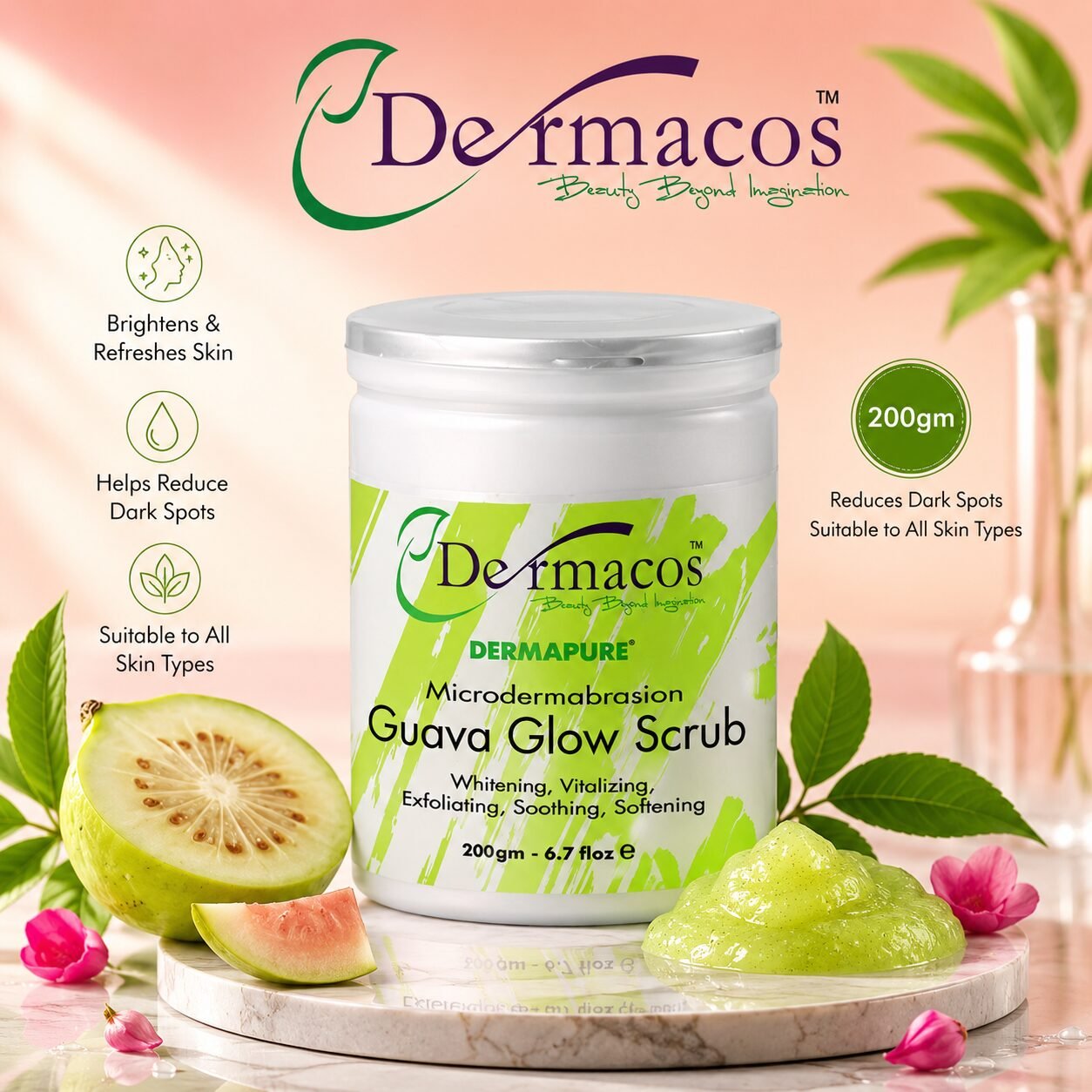 Guava Glow Scrub (200gm) | Facial Exfoliating Care