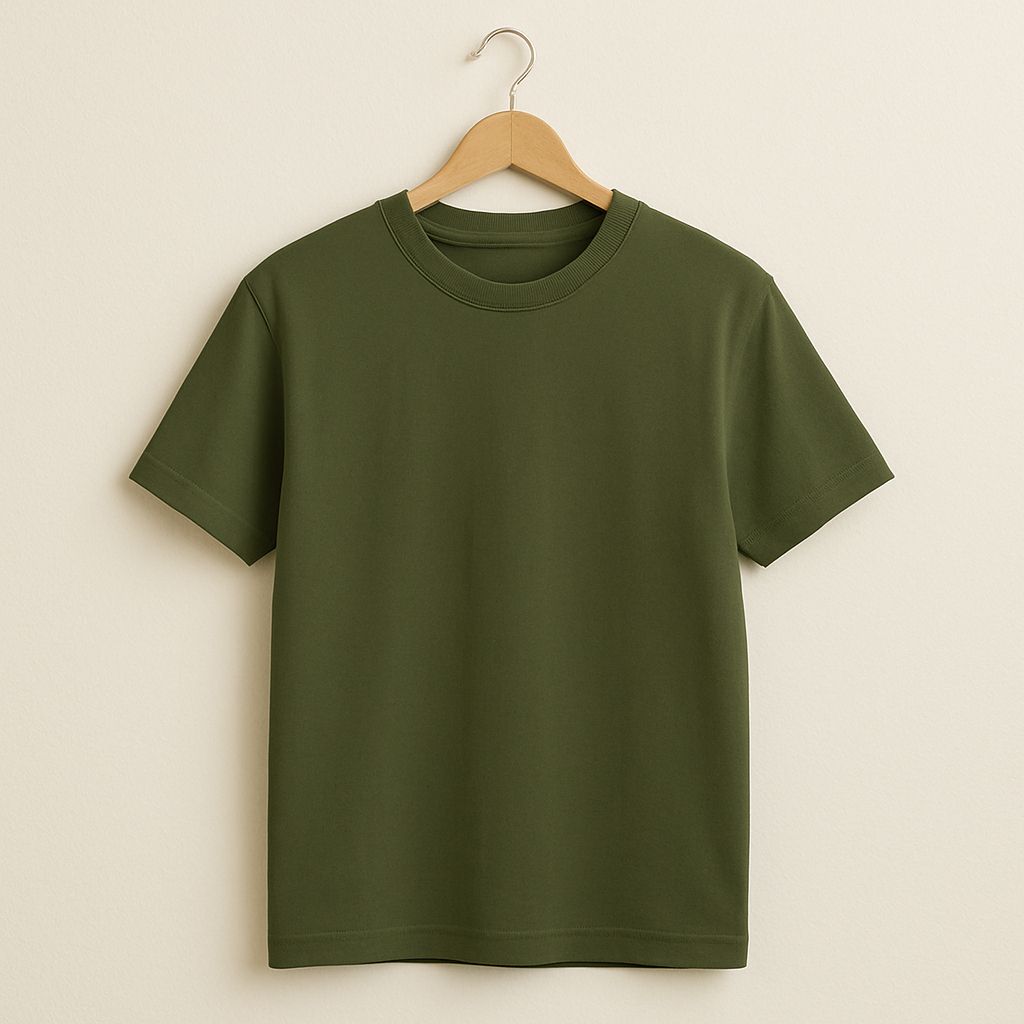 casual Olive green T-shirt for men