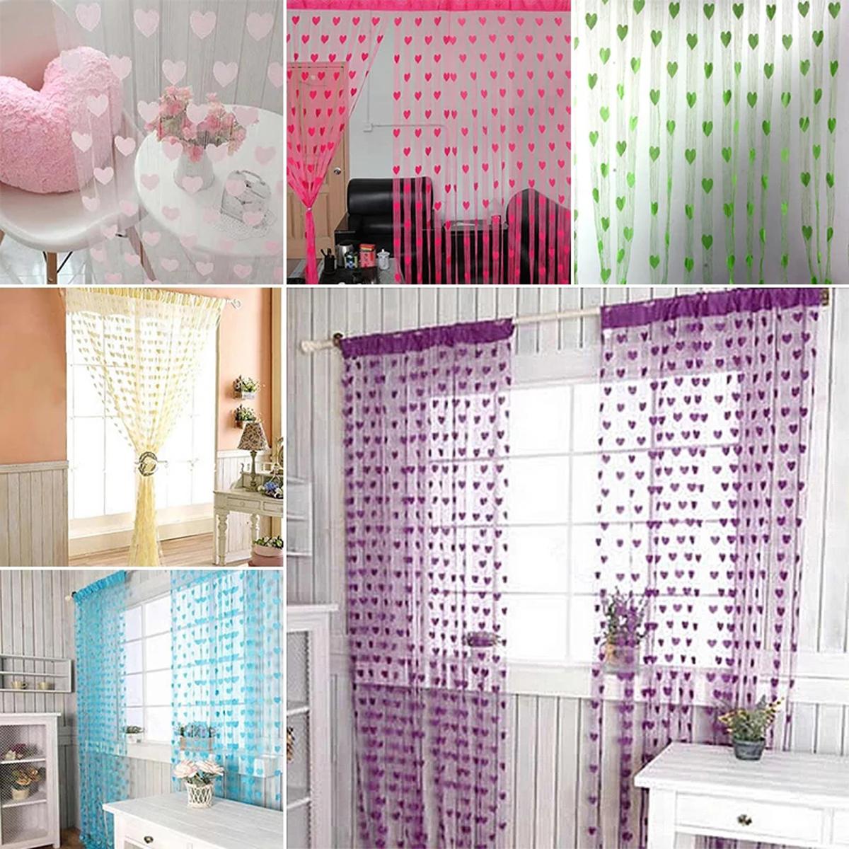 100 * 200cm Romantic Peach Heart Line Curtain Wedding / Love Curtains Living Room Decorative Partition Curtain Hanging