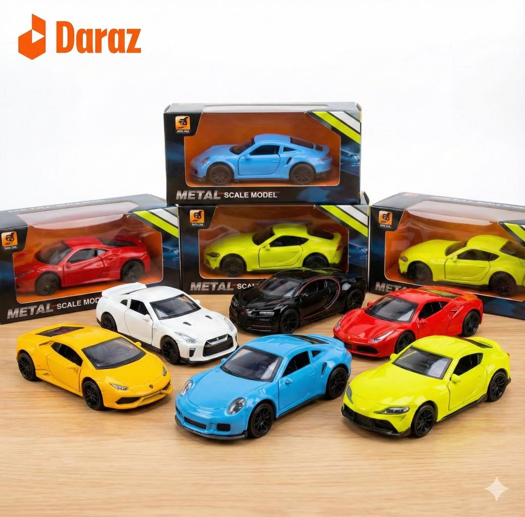1:43 Scale Diecast Alloy Metal Car – Pull Back Simulation Sports Car Toy with Openable Doors for Boys – Premium Model Car Collection
