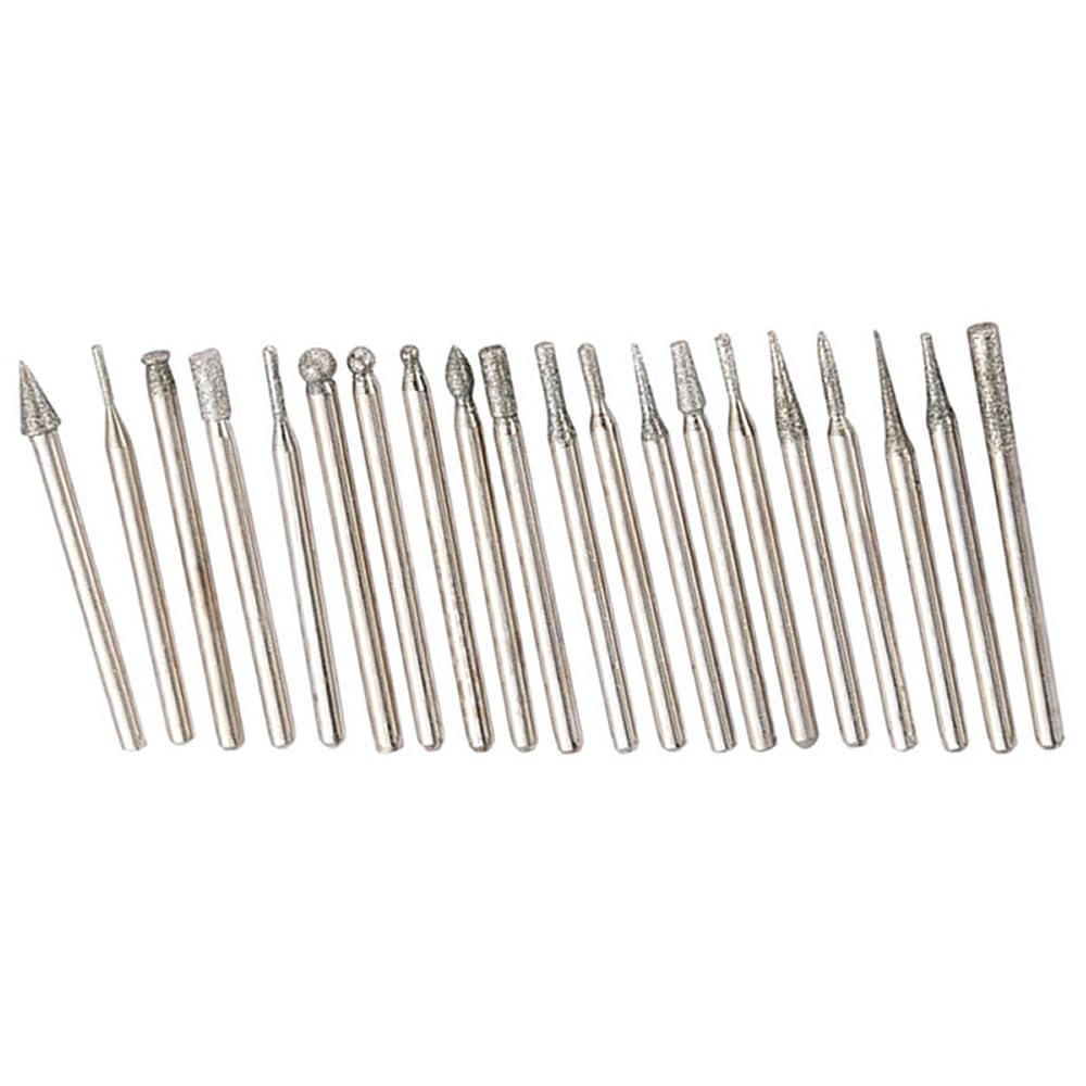 Engraving tool bits 20pcs Diamond Burr Bit Set | Dremel Rotary Tool Accessory | Glass, Tile, Stone, Masonry Engraving, Carving, Jewelry & Rock Shaping