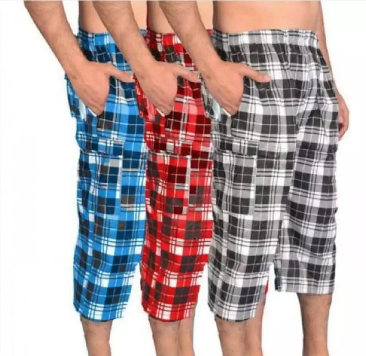 TF Clothing | 01 Pcs | Summer Cotton Quarter Shorts For Men | With Two Side Pockets Only | Multicolor.
