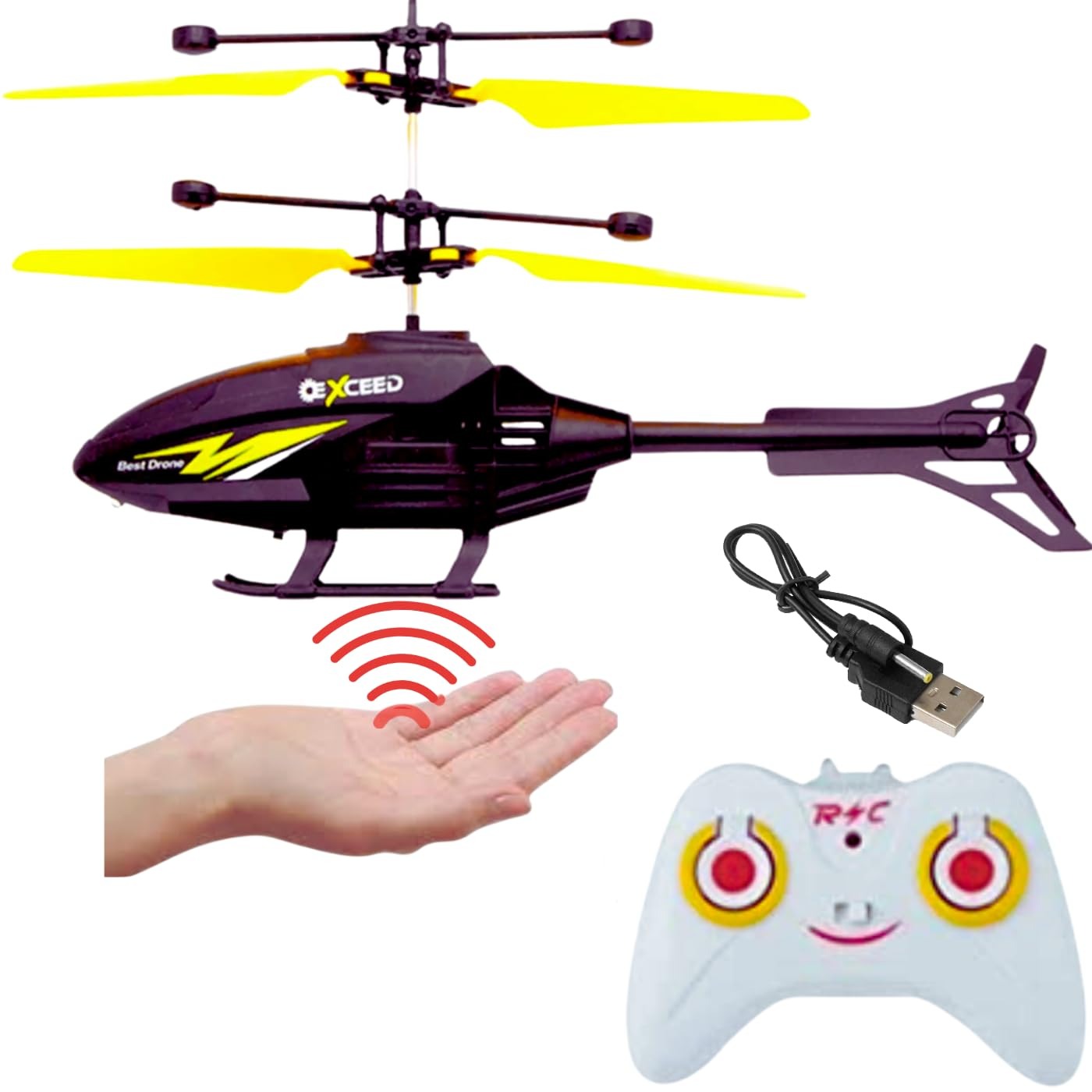 High Speed RC Helicopter with Remote Control, 2.4GHz Stable Flying Toy for Kids & Adults, LED Lights, Durable Body, Easy to Fly Indoor Outdoor Helicopter, Rechargeable Battery Powered Fun Gift for Boys and Girls