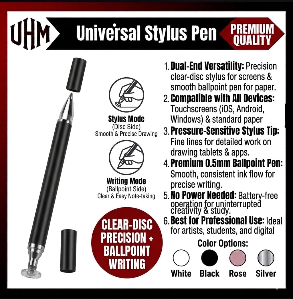 2 In 1 Stylish Universal Practical Dual-use Capacitive Tablet Stylus Pen Exquisite Double-headed Silicone Disc Drawing Tablet Phone Capacitor Pen|Best 2In1 Stylus Pen For Mobile Phone Tablet Drawing Pencil Universal Touch Screen Penf or Andrid,all devices price in Pakistan