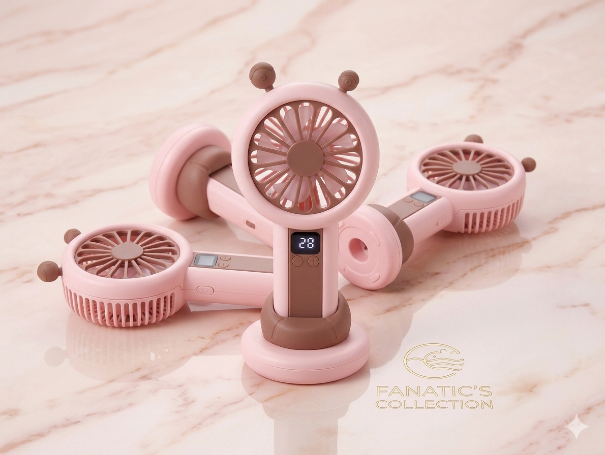 Portable USB Rechargeable Fan with Multiple Speed Settings and LED Light - Multi-Color Options