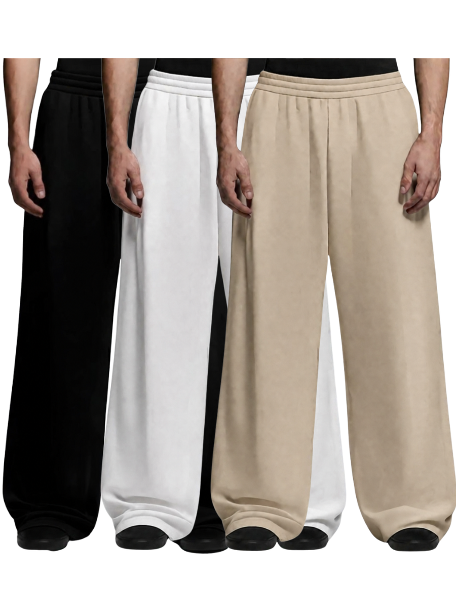 Men's Terry Cotton Baggy Trousers | Oversized Wide Leg Pants