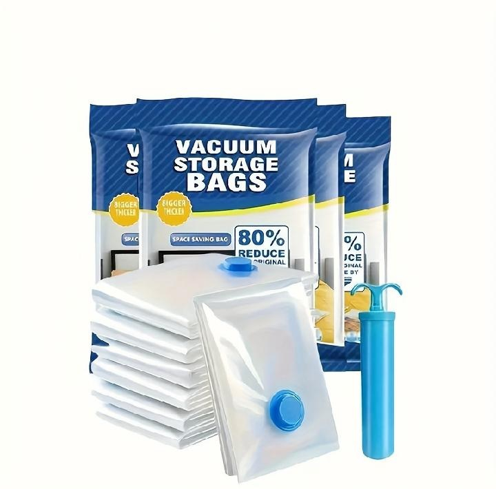 Vacuum Storage Bags With Pump Reusable Compression Organizer Bags For Clothing Blankets Food Storage