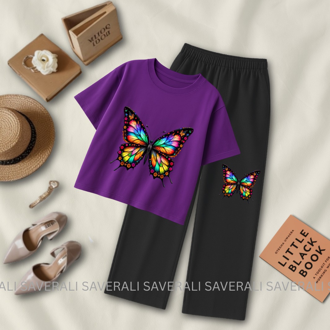 2-Piece Crop Top Set – Tee & Flapper Bottoms for Women and Girls