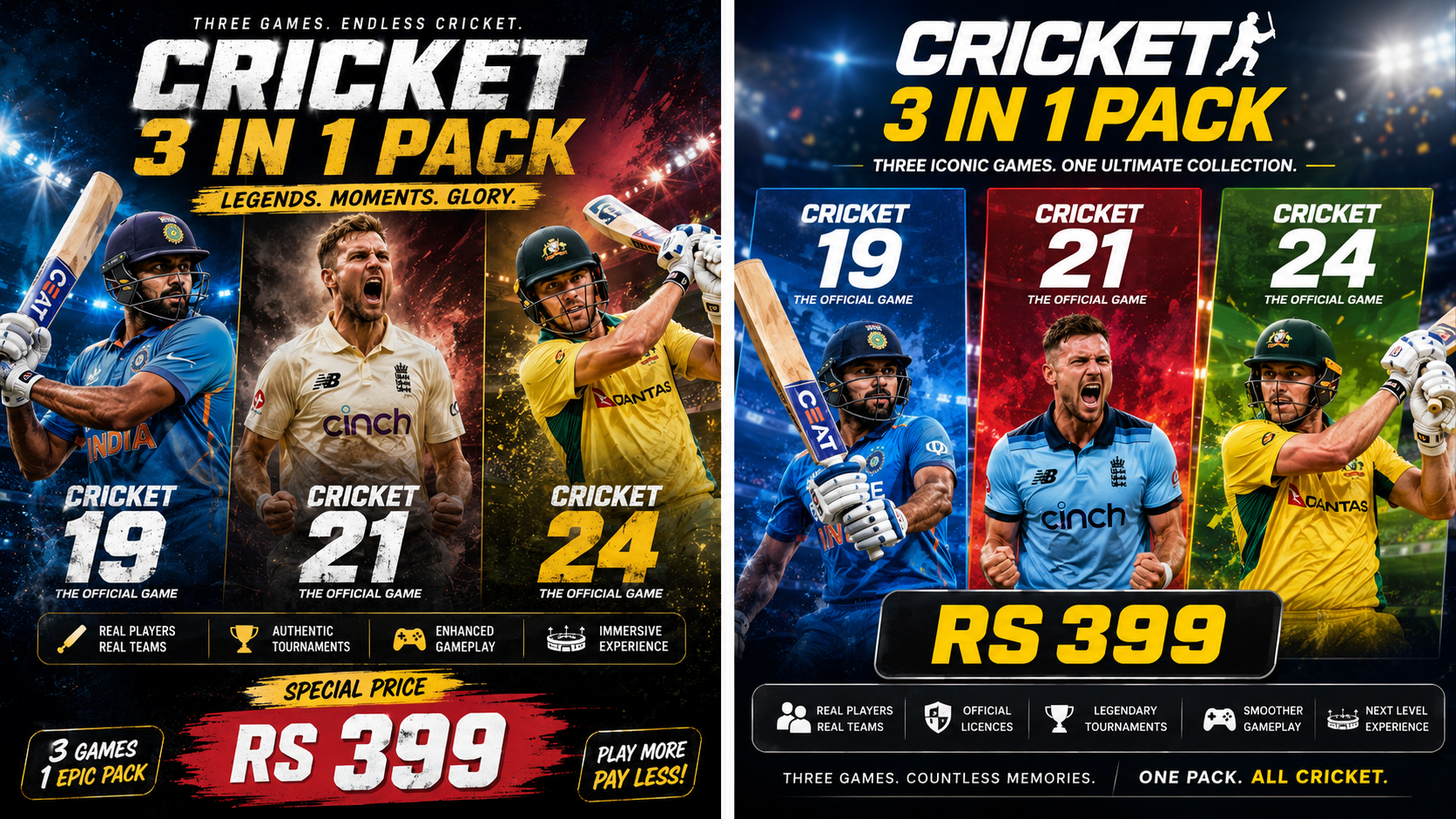 cricket 19/21/24 pc game qr code  3 in 1 pack link