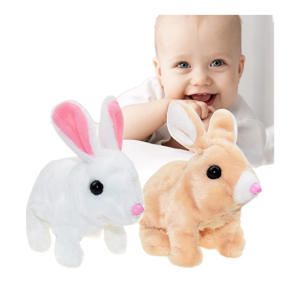 Electric Plush Rabbit / Walking Rabbit Stuffed Bunny Interactive Soft Bunny Toy Mumble Walking & Sound Baby Educational Simulation Kid - Electric Walking Rabbit Toy - 4 Different Colors - Music & Sound - Best Gift For Toys Kids & Babies
