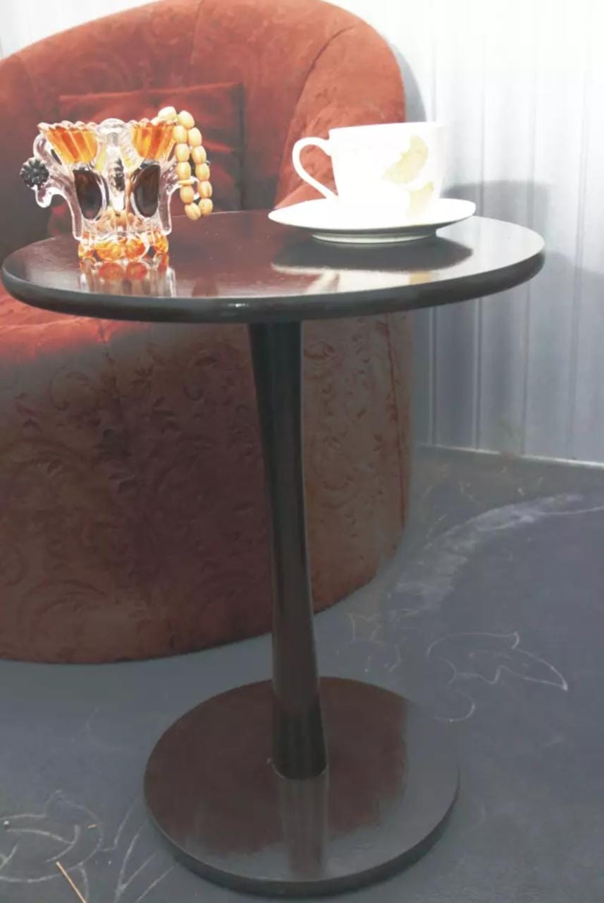 16 inch Black Round Dining Table Tulip Design, Wooden Pedestal Base, Mid Century Modern Small Circle Table for Kitchen Living Room Leisure Conference