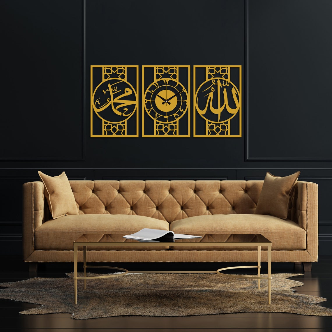 Elegant Islamic Calligraphy Decorative Wall Clock with Arabic Pattern - High-Quality Home & Office Décor