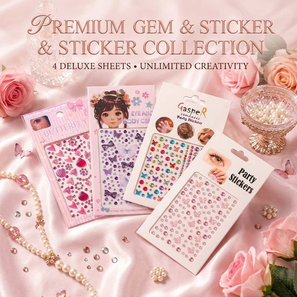 Butterfly Face Gem Stickers for Makeup – Self-Adhesive Rhinestone Eye & Body Gems, 3D Crystal Diamond Nail Art Stickers, Colorful Glitter Pearl Face Jewels for Festival, Party, Bridal, Fairy Hair Costume, DIY Craft, Eyebrow Decoration Women, Girls & Kids