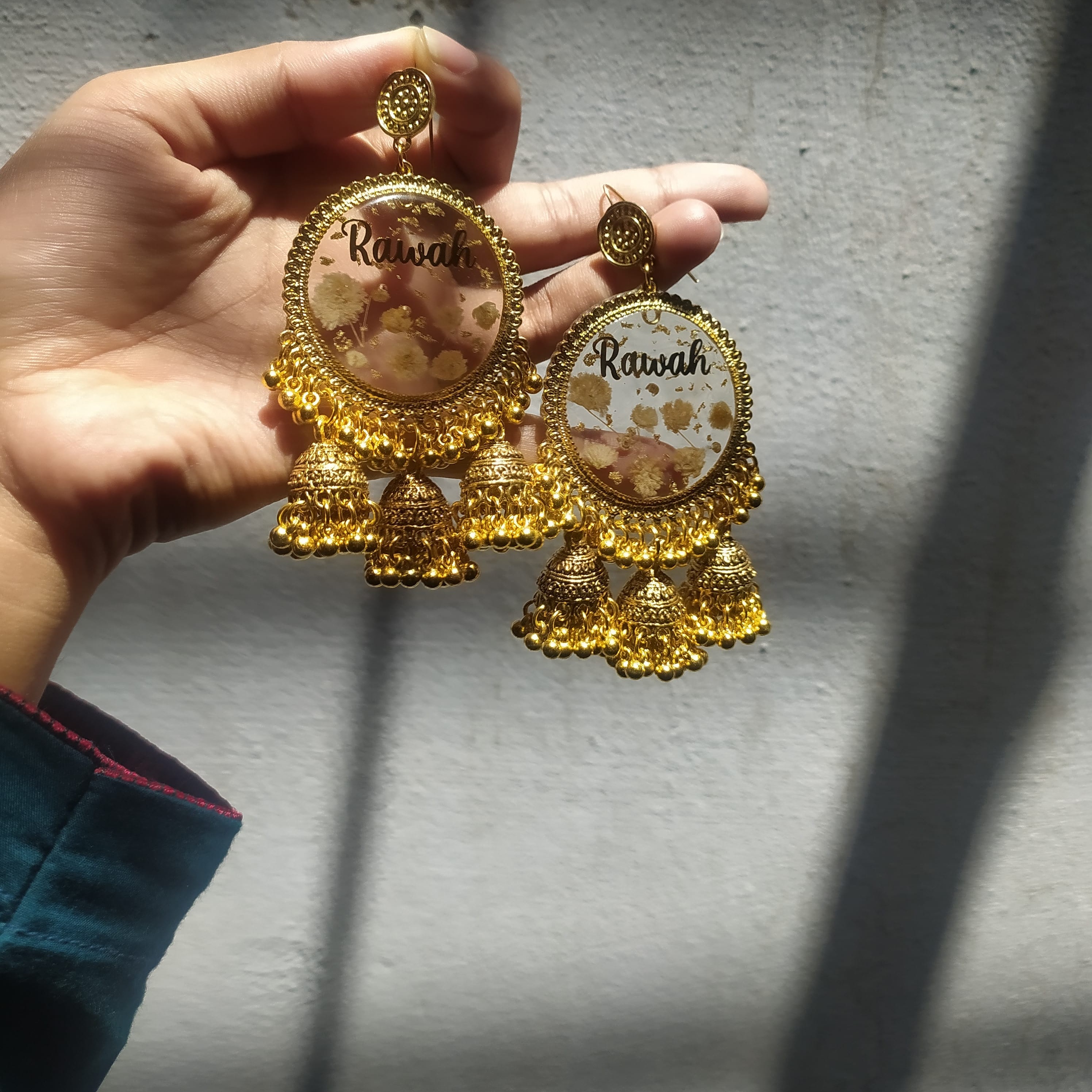 Traditional Golden Jhumka Resin Jhumkaas customised