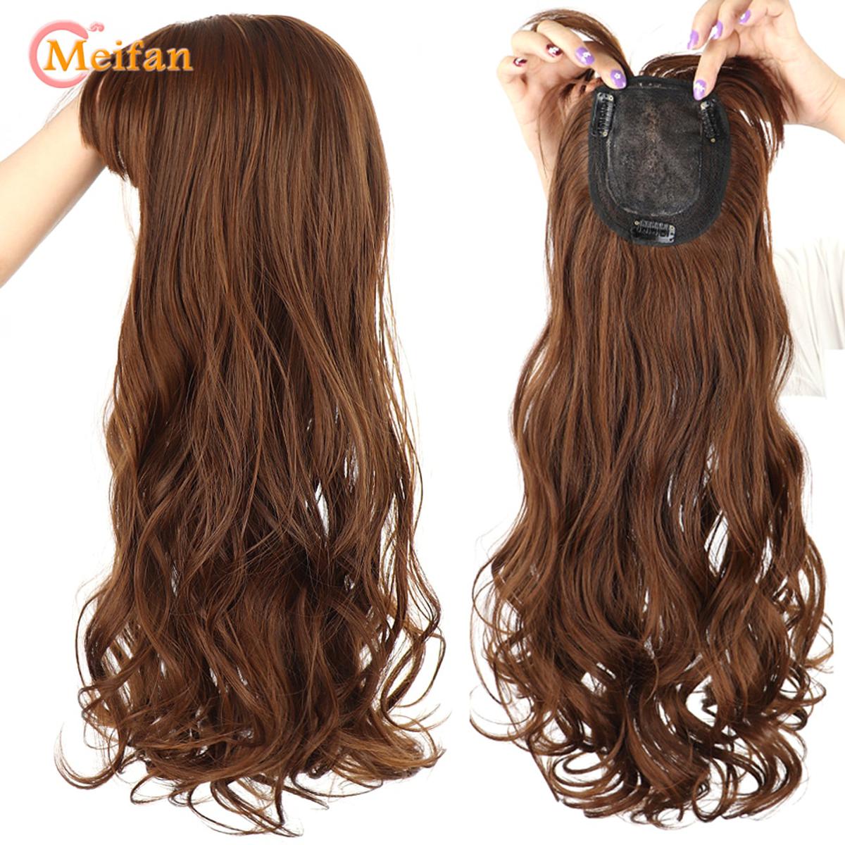 Natural Wave Women Synthetic Hair Light Brown One-piece Hair Extension with Bangs High Temperature Fiber Clip-in Hairpieces