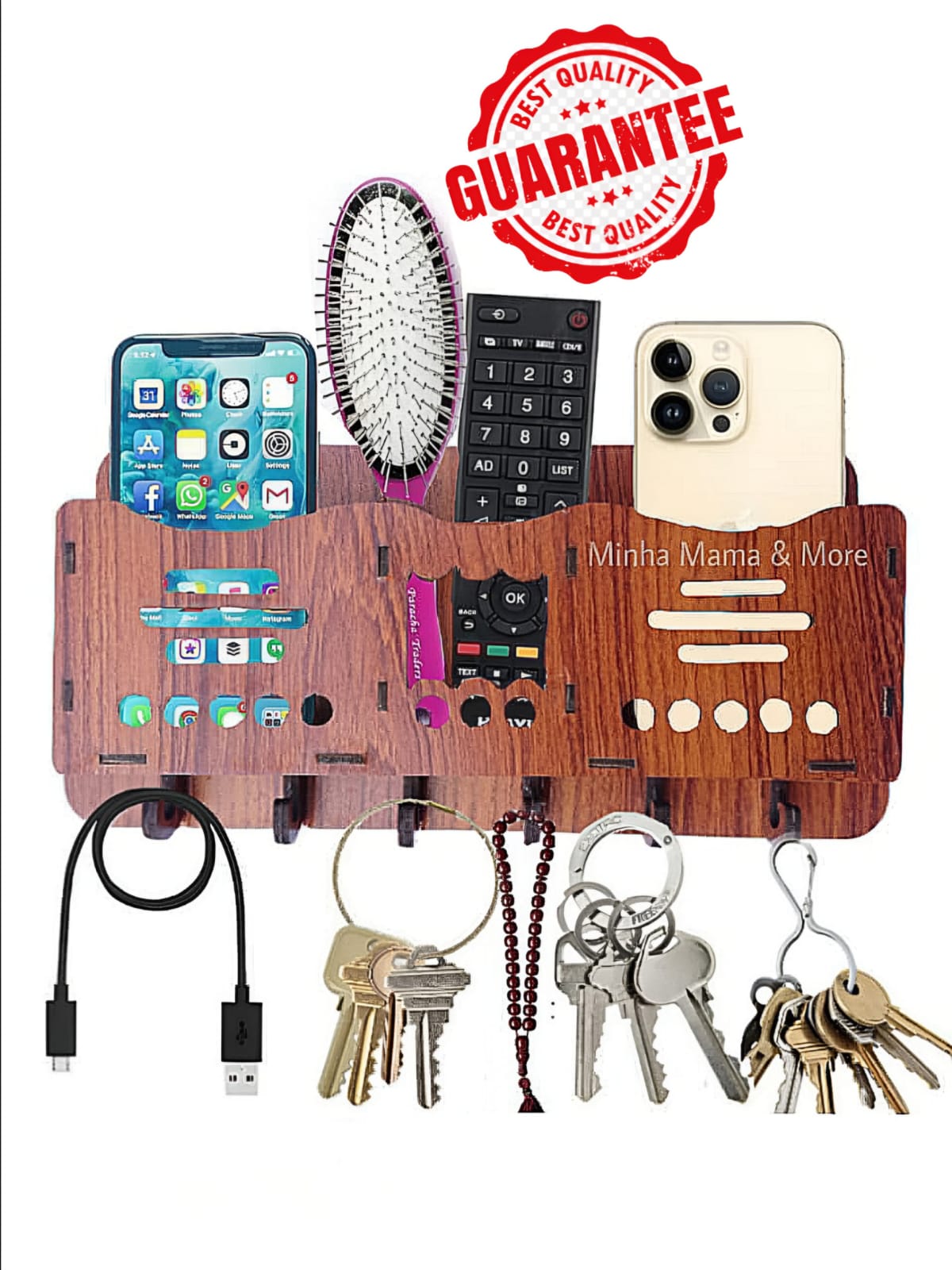 Wall-Mounted Wooden Organizer for Keys, Phone, and Other Essentials - Modern Home Decor Accessory