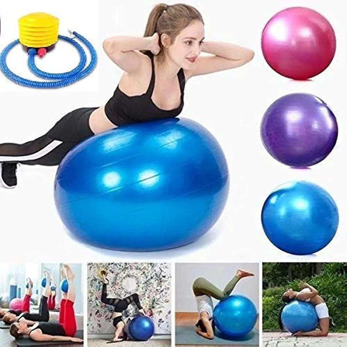 Dxent Multi Use Yoga Ball- Anti Burst 75 cm Exercise Ball with Inflation  Pump, Non-Slip Gym Ball, for Yoga, Pilates, Core Training Exercises at Home  and Gym- Suitable for Men and Women [
