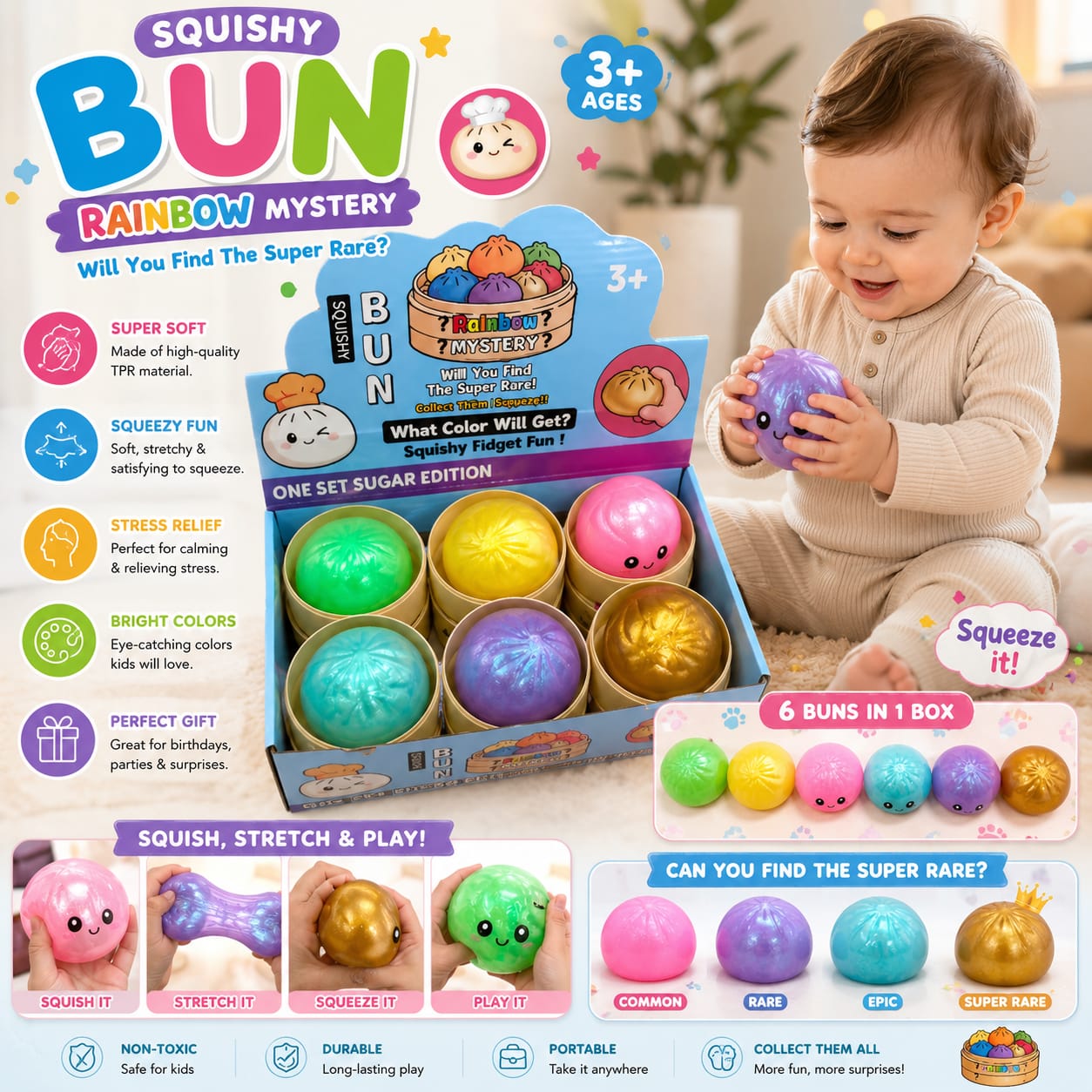 Dumpling Squishy Sensory Squeeze Toy – Soft Stress Relief Fidget Toy | Cute Kawaii Anti-Stress Squeeze Toy