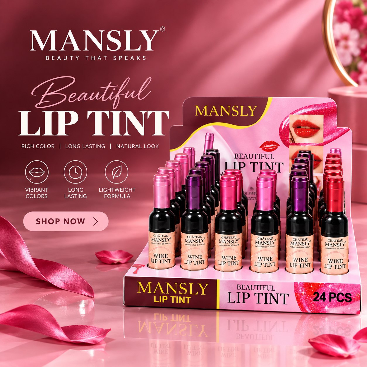 Mansly Lip Tint | Long Lasting & Waterproof Lip & Cheek Tint