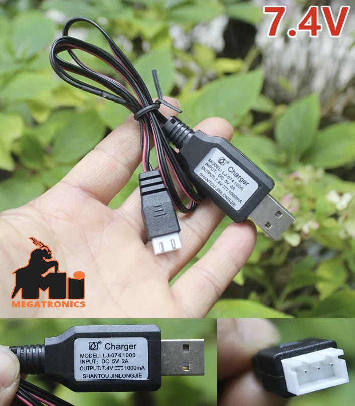 7.4V 2S Li-ion LiPo Battery USB Charging Cable with Step-Up Booster - JST XH 2.54mm 3Pin Balance Charger for RC Drone Car Boat
