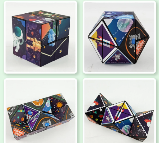 Fidget Cube Geometric Changeable Children's 3D  Magnetic Magic Cube Infinite Flip Intelligence Puzzle Decompression Toy