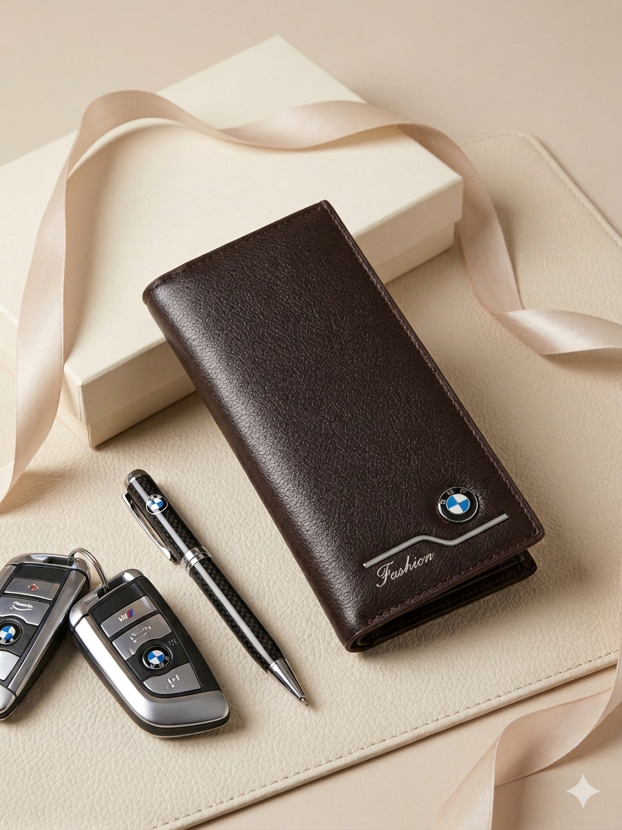 New Men Stylish Long Wallet – Premium PU Leather Card & Cash Purse,BMW Logo Long Wallet for Men,New Trendy PU Leather Long Wallet For Men Cash And Card Holder.,New Men's PU Leather Long Wallet