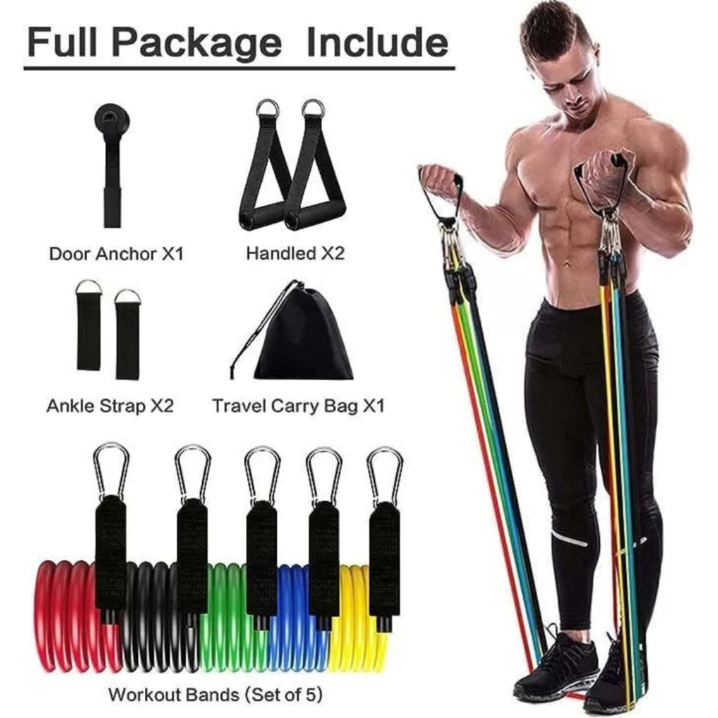 Power Resistance Bands for Workout for Women & Men (11pcs), Exercise Bands for Home and Gym Workouts. Perfect Resistance Band for Exercise and Muscle Building.