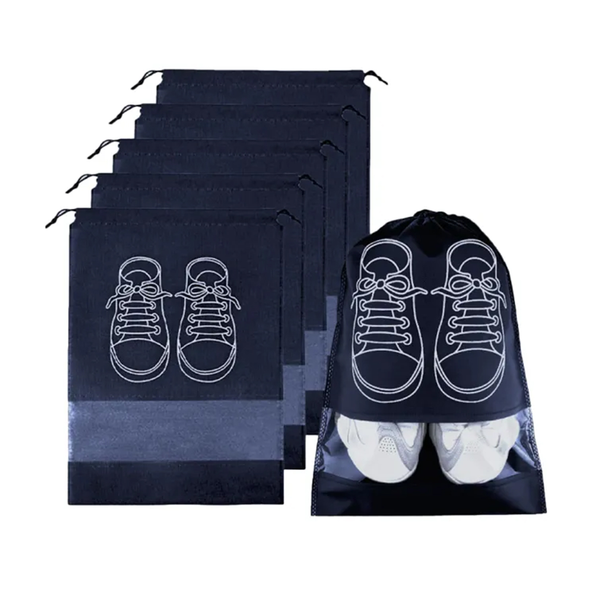 Pack of 12 - Travel Shoes Storage bag with clear window non-woven with PVC Bag