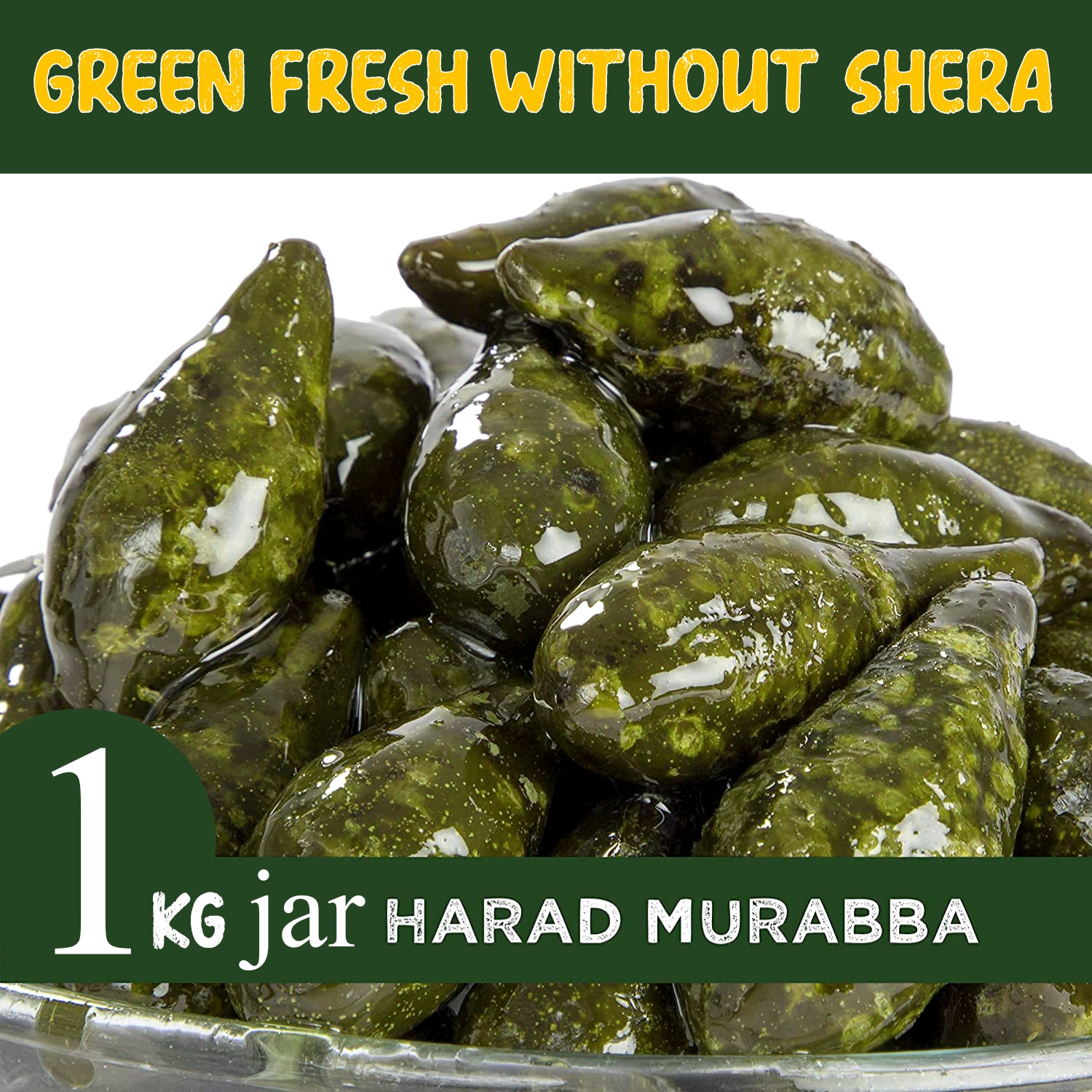 Fresh And Green Harar Murabba 1 Kg Plastic Jar Packing.