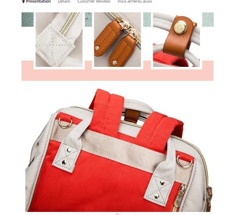 Elegant Large Capacity Multifunctional Diaper Bag with Insulated Bottle Pockets and Waterproof Fabric