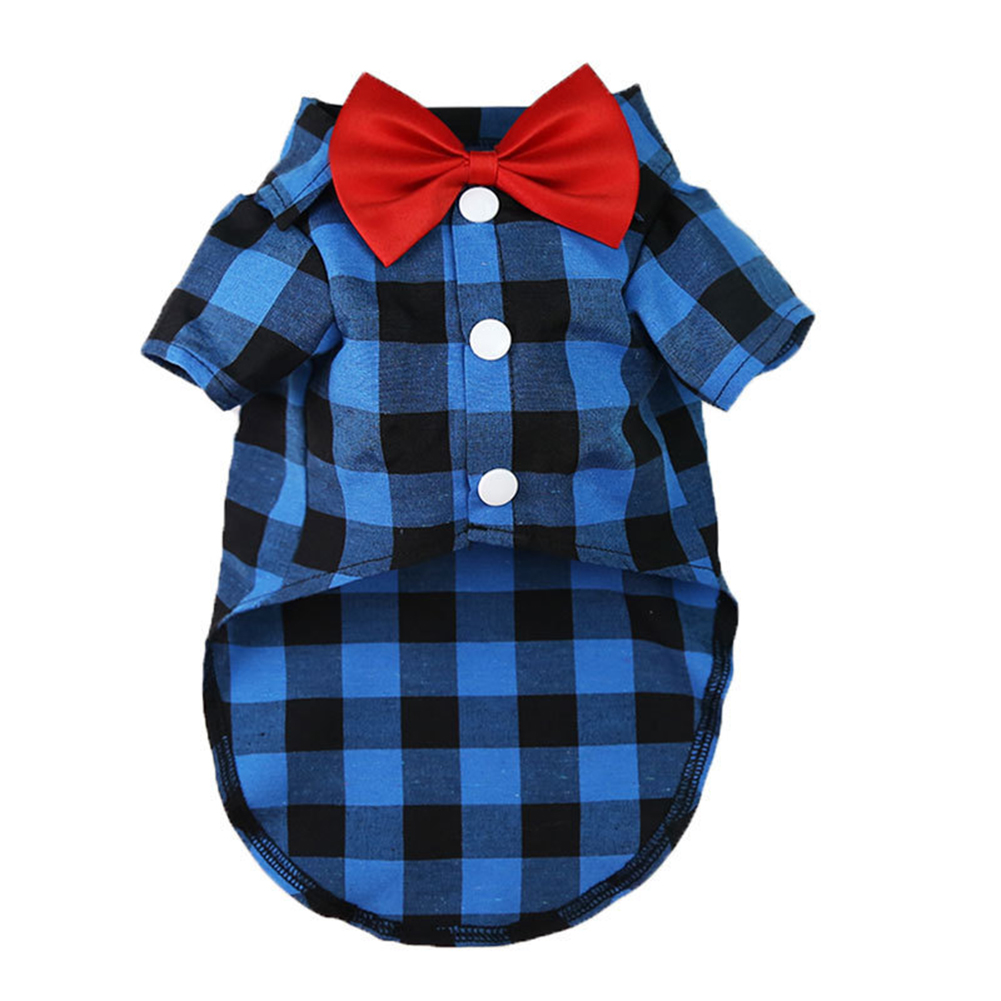 LE Dog Cute Plaid Shirt Suit Wedding Dress For Teddy hon Small Medium