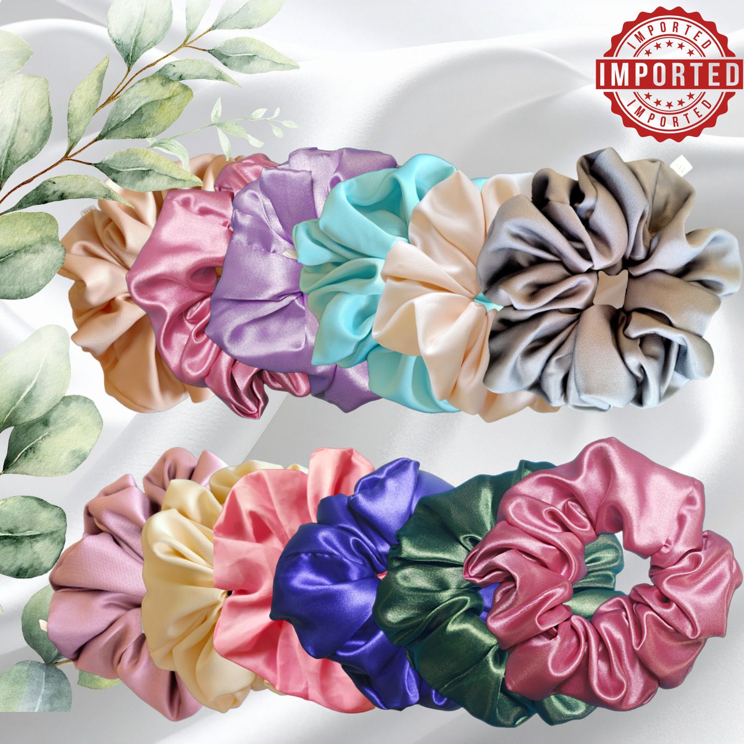Pack of 10 and 5 Imported Premium Silk Scrunchies for Girls – Soft Stretchable Silk Poni , Hair Poni Scrunchies, Stretchable Hair Scrunchies, Hair Ties & Rubber Bands for Daily Use, Ponytail & Bun Hairstyling