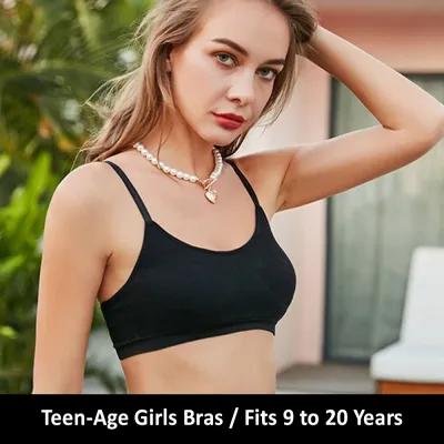 Free Size Puberty Girls Bras for Teenager Bra for Girl Cotton Non Padded  Training Bra Kids Sports Underwear Brazer Non Wired in Black and Beige for 8  to 18 Year